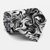 Kuckoo Abstrakt Schwarz & Weiß Swirl Krawatte (Gerollt)