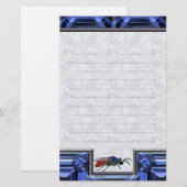 Kuckoo Wasp Blue Lined Briefpapier (Vorne/Hinten)