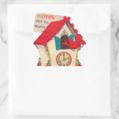 Kuckucksuhr retro Vintager Valentineaufkleber Quadratischer Aufkleber (Tasche)