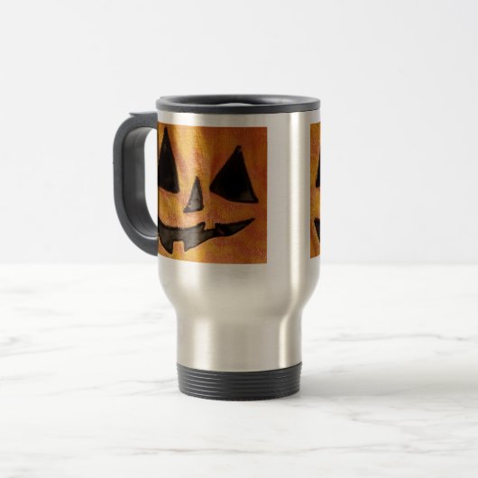 Kuddelbedeckte Tasse Jack-O-Lantern (Vorderseite Links)