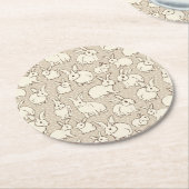 Kuddelhasen Bonanza - Muster. Runder Pappuntersetzer (Angewinkelt)