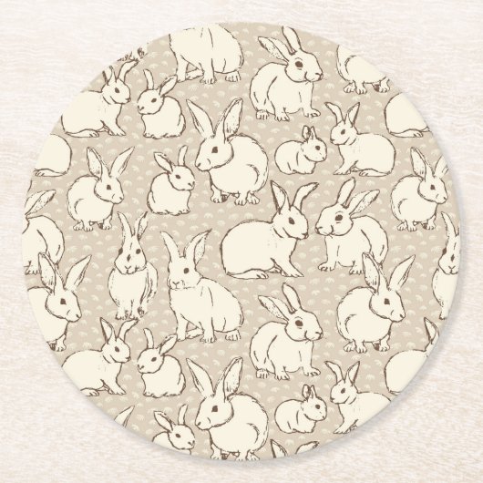 Kuddelhasen Bonanza - Muster. Runder Pappuntersetzer (Vorderseite)