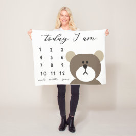 Kuddtel Bear Milestone Blanket Fleecedecke