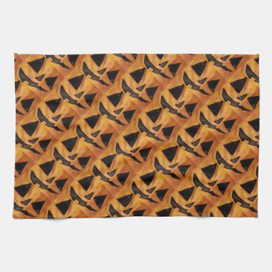 Kuddtel Tilted Smile Jack-O-Lantern Küchentücher (Horizontal)