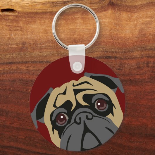 Kudlicher Mops Schlüsselanhänger (Vorderseite)