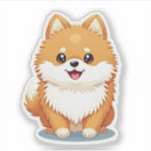 Kudlicher Spitz Fluff, Kawaii Charm, klein Aufkleber (Vorderseite)