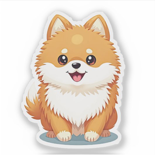 Kudlicher Spitz Fluff, Kawaii Charm, klein Aufkleber (Vorderseite)