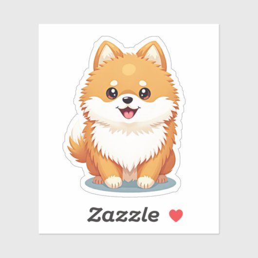 Kudlicher Spitz Fluff, Kawaii Charm, klein Aufkleber (Blatt)