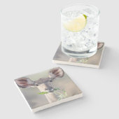 Kudu-Portrait Steinuntersetzer (Seitenansicht)