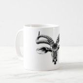 Kudu Spirit: Realistisches Schwarz-Weiß-Headdesign Kaffeetasse (Vorderseite Links)
