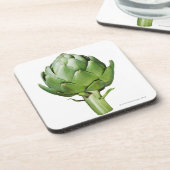 Kugel-Artischocke auf dem weißen Hintergrund Getränkeuntersetzer (Linke Seite)