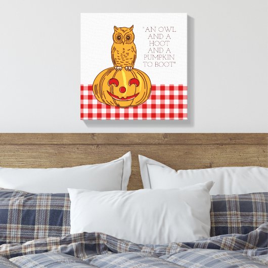 Kugel auf Pumpkin Gingham Pattern Canvas Print Leinwanddruck (Insitu (Schlafzimmer))