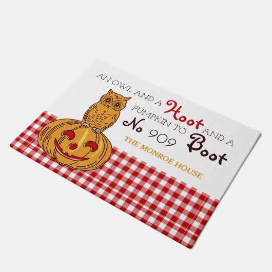 Kugel auf Pumpkin Gingham Pattern Doormat Fußmatte (Schrägansicht)