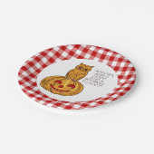 Kugel auf Pumpkin Gingham Pattern Papier Platte Pappteller (Schrägansicht)