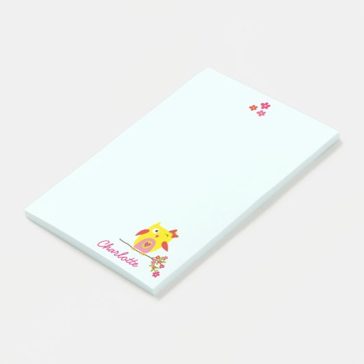 Kugel auf Zweig mit rosa Blume Personalisierter Na Post-it Klebezettel (angewinkelt)