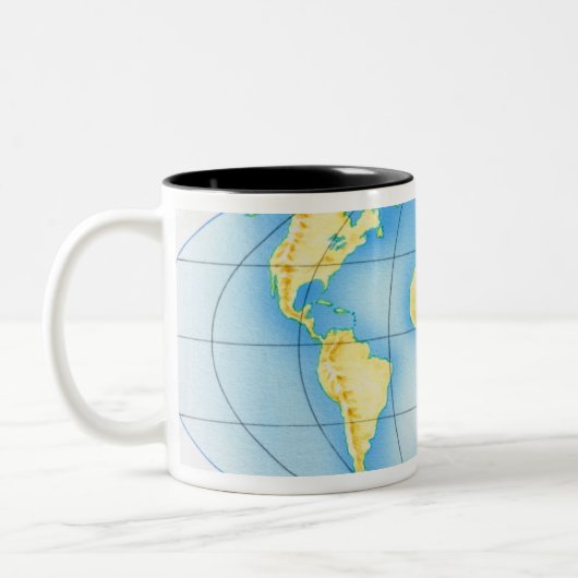 Kugel der Welt Zweifarbige Tasse (Links)