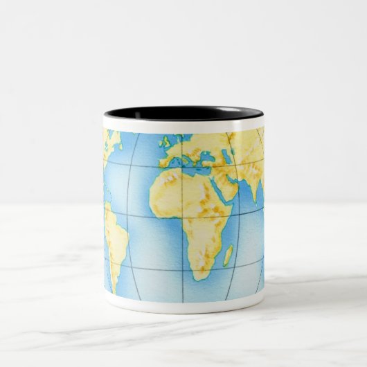 Kugel der Welt Zweifarbige Tasse (Mittel)