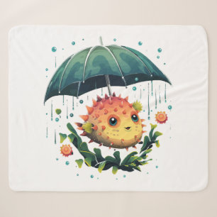 Kugelfisch Regentag mit Regenschirm Sherpadecke