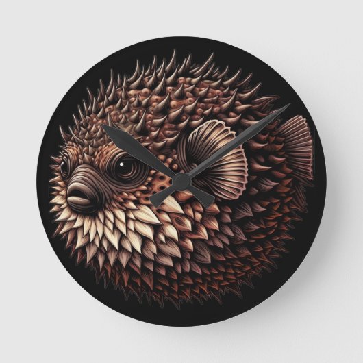 Kugelfisch Runde Wanduhr (Vorderseite)