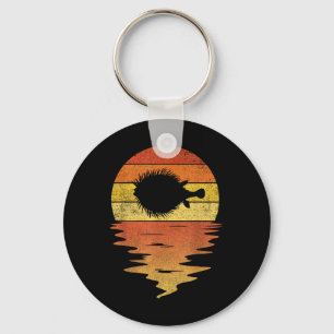Kugelfisch-Shirt Retro-Sonnenuntergang 70er Vintag Schlüsselanhänger