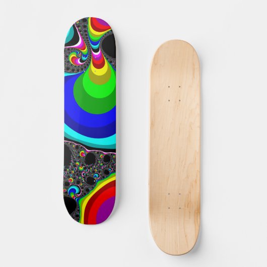 Kugelförmiger Regenbogen - Fraktal Skateboard (Vorderseite)
