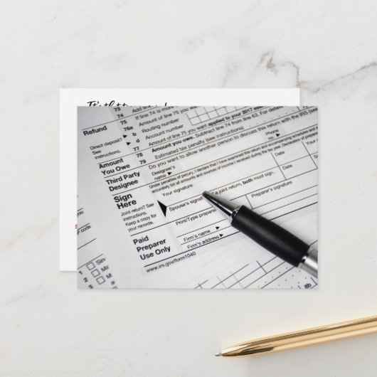 Kugelschreiber auf Steuerformular Postkarte (Vorderseite/Rückseite Beispiel)