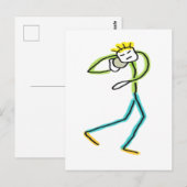 Kugelstoß-Stickman Postkarte (Vorne/Hinten)