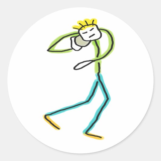 Kugelstoß Stickman Runder Aufkleber (Vorderseite)