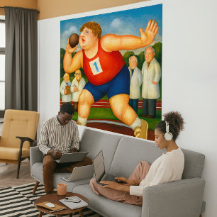 Kugelstoßen - großes verpacktes Leinwand-Kunstwerk Leinwanddruck