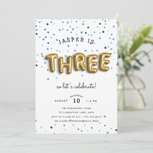 Kugeltyp | Einladung Dritter Geburtstag (Stehend Vorderseite)