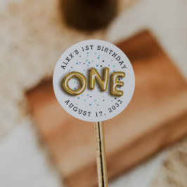 Kugeltyp | Erste Geburtstagspartei Runder Aufkleber