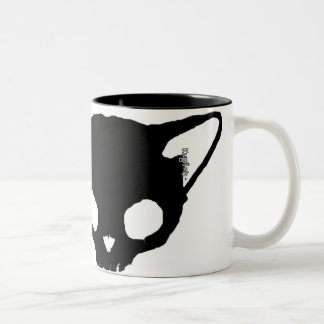 Kuginh™ schwarze Katzen-Schädel-Tasse Zweifarbige Tasse