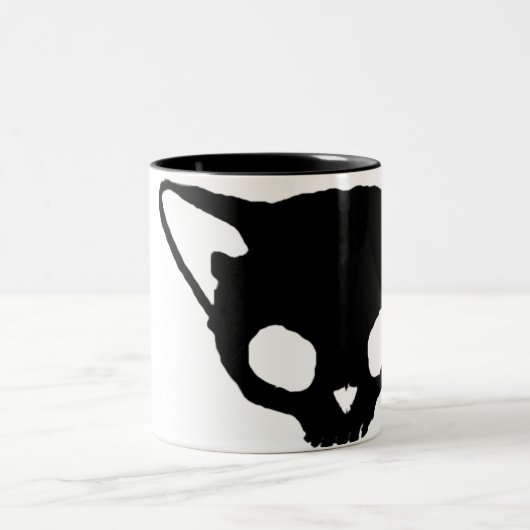 Kuginh™ schwarze Katzen-Schädel-Tasse Zweifarbige Tasse (Mittel)