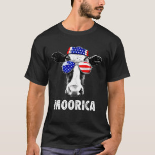 Kuh 4. Juli Moorica Merica Männer Frauen Flagge US T-Shirt