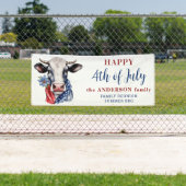 Kuh 4. Juli Red White Blue Farm Patriotic Banner (Insitu)