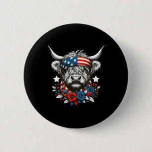 Kuh 4. Juli Tag der Unabhängigkeit der amerikanisc Button