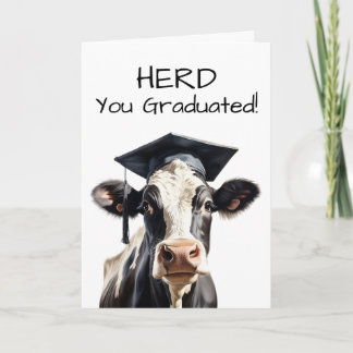 Kuh-Abschlusskarte 'Herd You Graduated' Lustig Karte