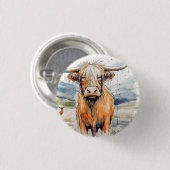 Kuh-Abzeichen/Anstecknadel/ Button, Highland-Kuh-A Button (Vorne & Hinten)