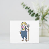Kuh als Bauer mit Heugabel Postkarte (Stehend Vorderseite)