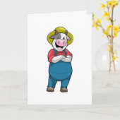 Kuh als Bauer mit Hut Karte (Gelbe Blume)