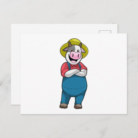 Kuh als Bauer mit Hut Postkarte (Vorne/Hinten)