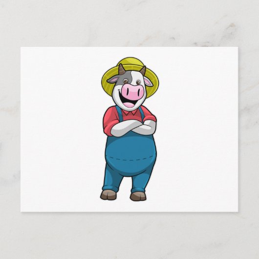 Kuh als Bauer mit Hut Postkarte (Vorderseite)