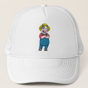 Kuh als Bauer mit Hut Truckerkappe