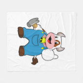 Kuh als Handwerker mit Hammer Fleecedecke (Vorderseite (Horizontal))