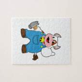 Kuh als Handwerker mit Hammer Puzzle (Horizontal)