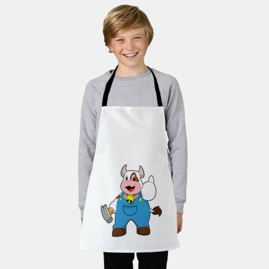 Kuh als Handwerker mit Hammer Schürze (Getragen)