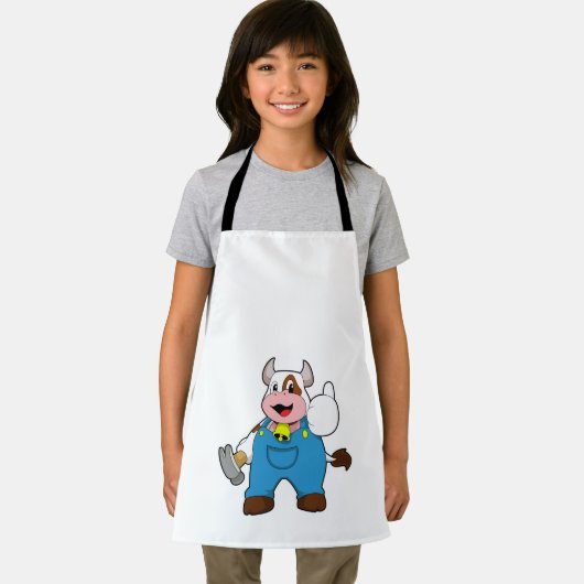 Kuh als Handwerker mit Hammer Schürze (Insitu)