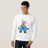Kuh als Handwerker mit Hammer Sweatshirt (Vorne ganz)