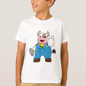 Kuh als Handwerker mit Hammer T-Shirt (Vorderseite)