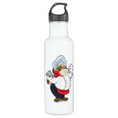 Kuh als Kellner mit Servierplatte Edelstahlflasche (Vorderseite)